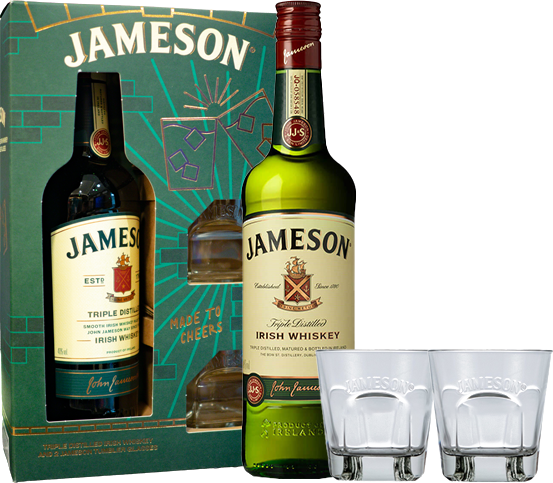 Irish Whiskey Giftpack with Two Tumbler Glasses 70cl